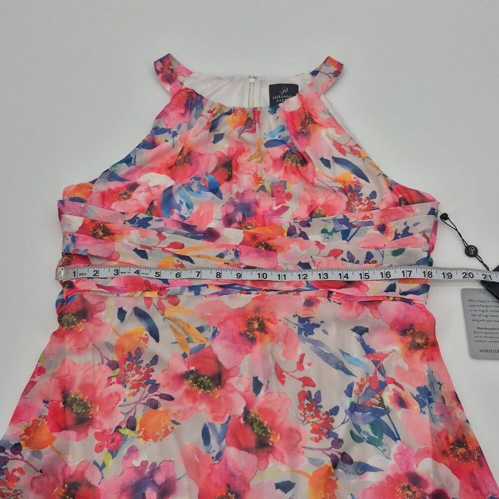 Adrianna Papell Floral Chiffon Maxi Dress Twist Front Size 14 - Picture 7 of 10